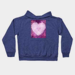 Bright and Crinkled Valentine Heart in Pink and White Kids Hoodie